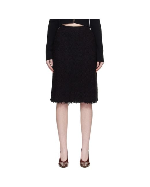 Jil Sander Black Frayed Edge Midi Skirt