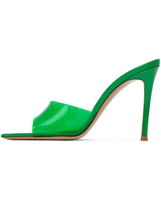 Gianvito Rossi Green Elle 85 Patent-leather And Pvc Mules