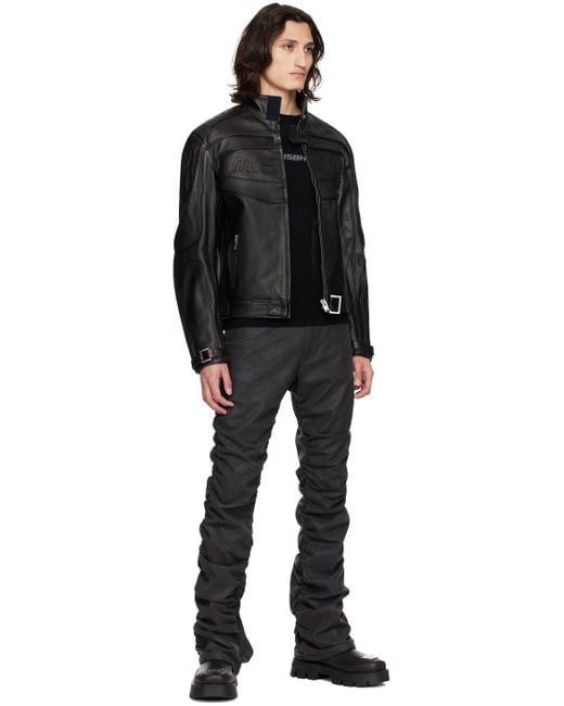 M I S B H V Black Fast Leather Jacket for men
