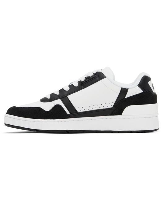 Lacoste White & Black T-clip Leather Sneakers for men