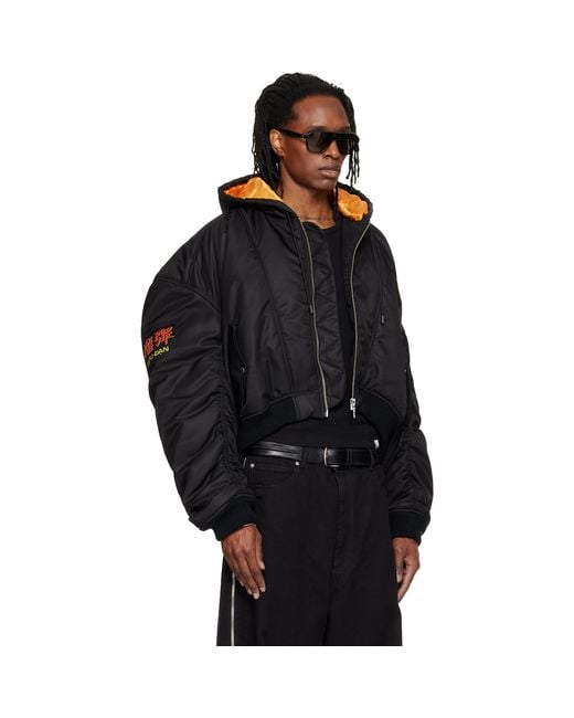 Lu'u Dan Black Distorted Ma1 Bomber Jacket for men