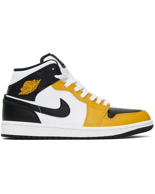 Nike Black & Yellow Air Jordan 1 Mid Sneakers for men