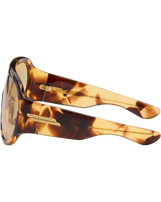 Bottega Veneta Brown Scudo Shield Sunglasses