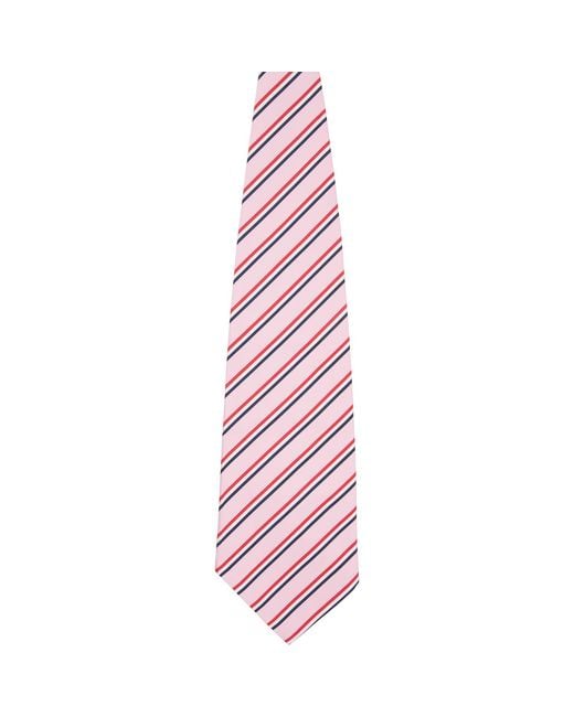 Thom Browne Pink Silk Cotton Mogador Tricolor Wide Tie