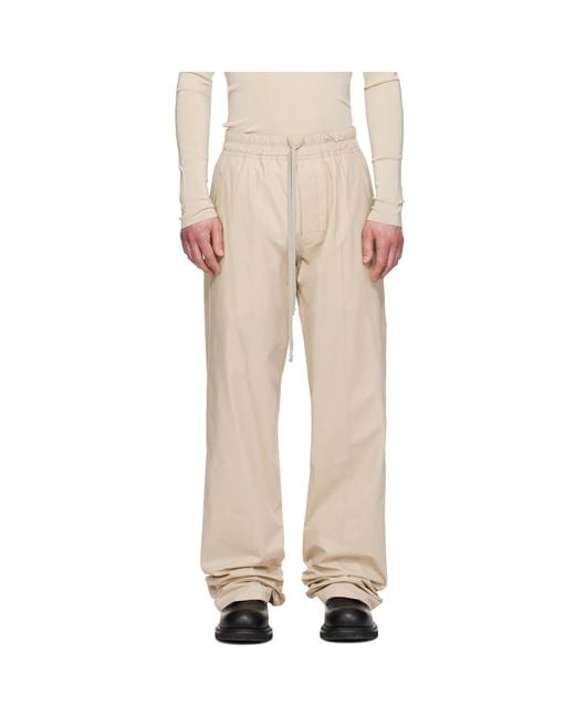 Rick Owens Natural Temple Dietrich Drawstring Trousers for men