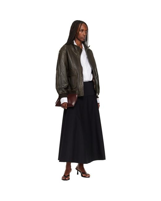 St. Agni Black Cotton Circle Hem Maxi Skirt