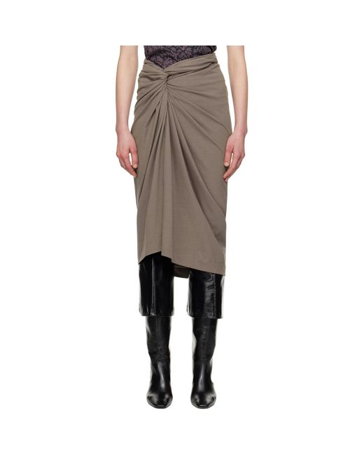 Dries Van Noten Black Taupe Knotted Jersey Midi Skirt