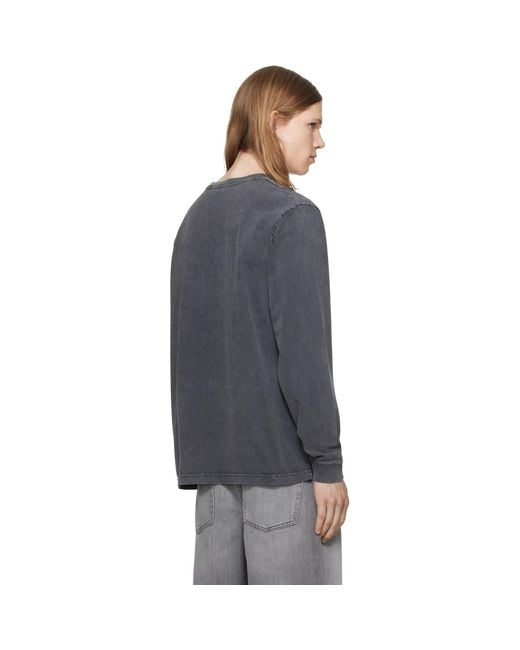 Maison Kitsuné Gray Fox Head Faded Comfort Long Sleeve T-Shirt for men