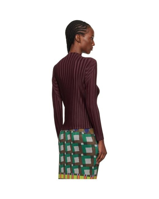 Pleats Please Issey Miyake Red Burgundy Rib Pleats January Top