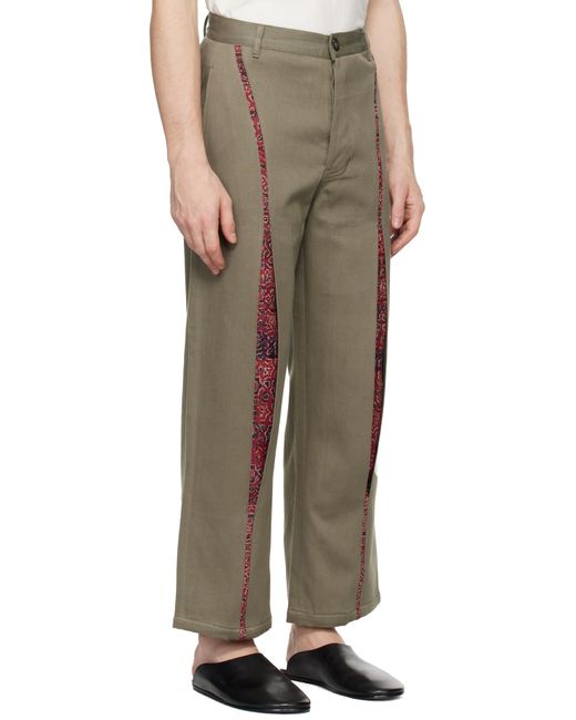 Kartik Research Brown Khaki Double Box Pleated Trousers for men