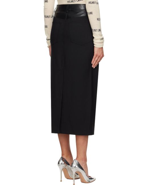 Helmut Lang Black Garter Midi Skirt