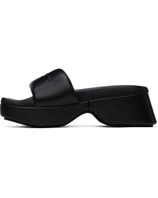 Alexander Wang Black Platform Sheep Leather Float Slides