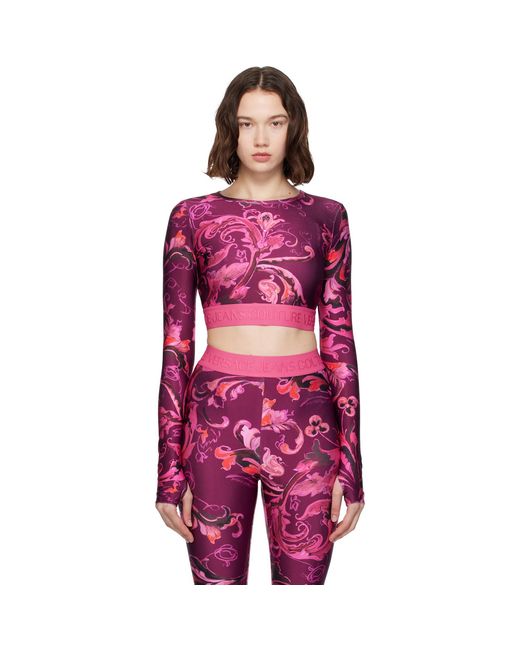 Versace Jeans Couture Red Lycra Barocco T-Shirt