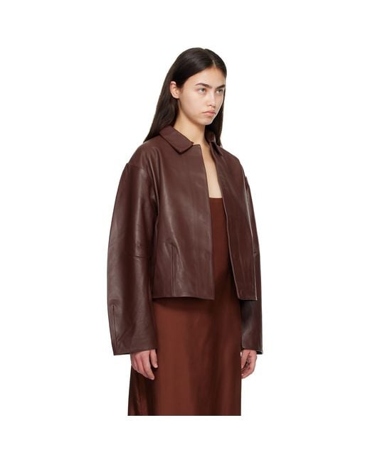 St. Agni Brown Cocoon Leather Jacket
