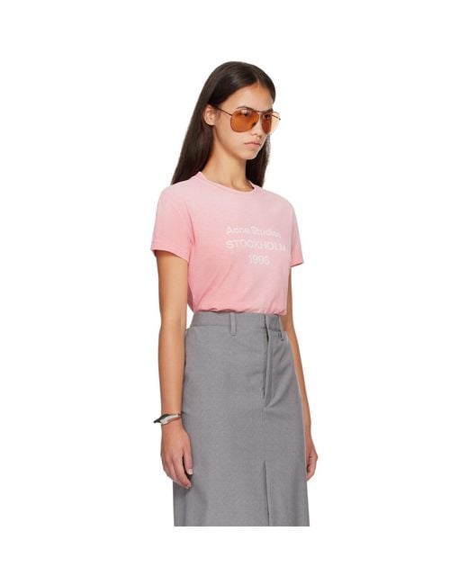 Acne Purple Fitted Logo T-Shirt