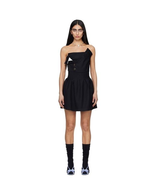 ShuShu/Tong Black Double-Layer Bustier Minidress