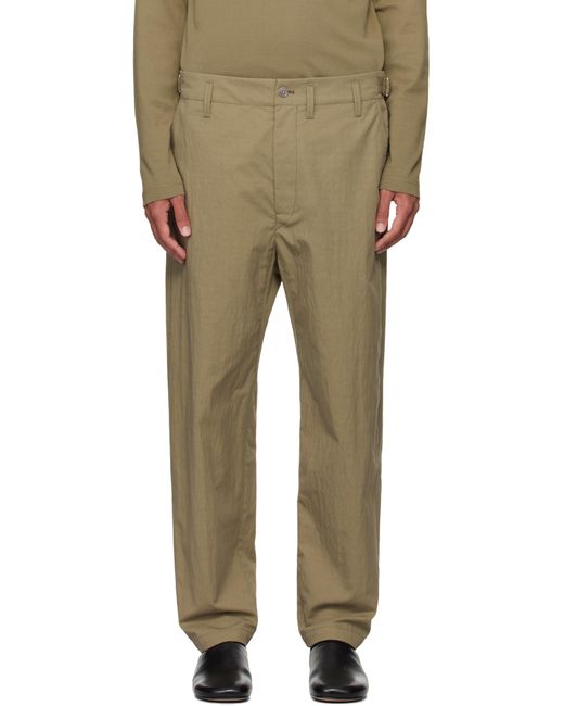 メンズ Lemaire カーキ キャロットパンツ Natural