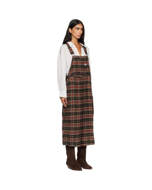 R13 Brown Burgundy Jumbo Overalls