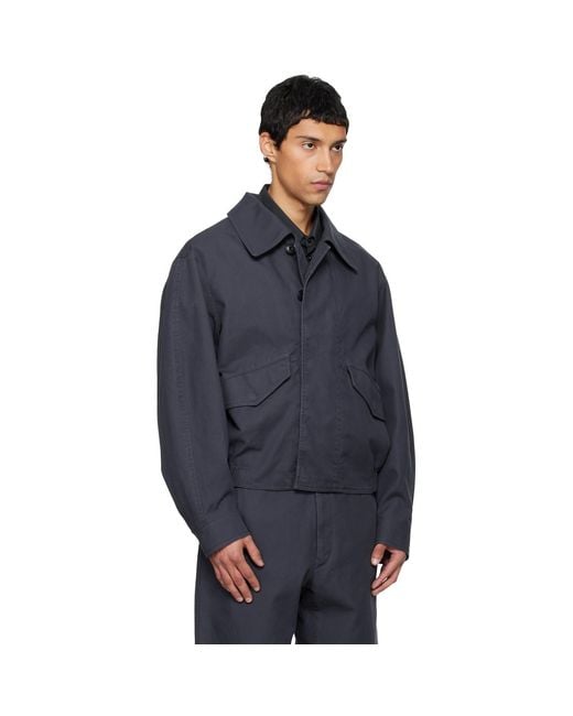 Lemaire Blue Boxy Blouson Jacket for men