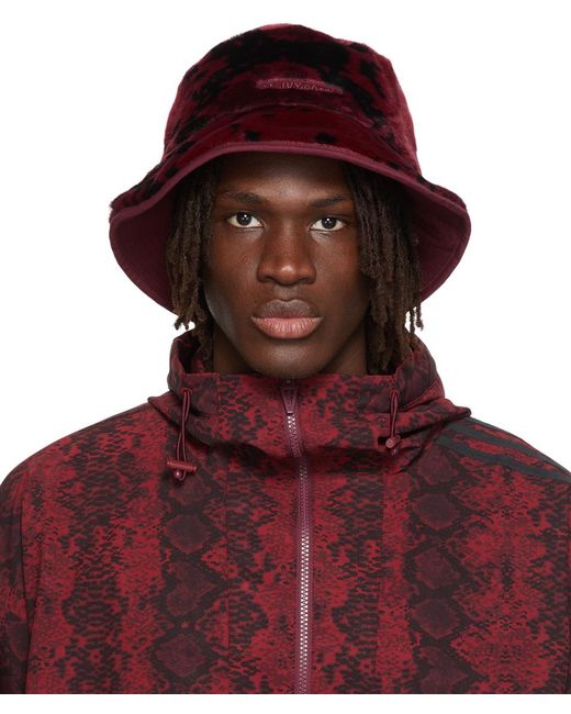 adidas Reversible Burgundy Fauxfur Bucket Hat in Red for Men Lyst