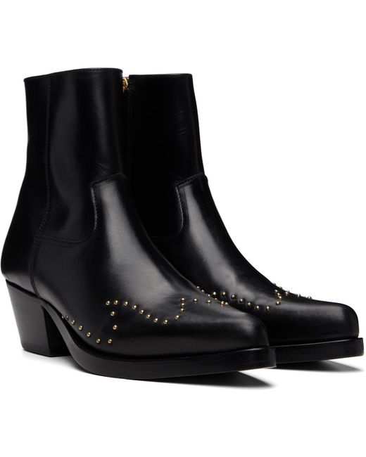 Ernest W. Baker Black Studded Western Boots for men