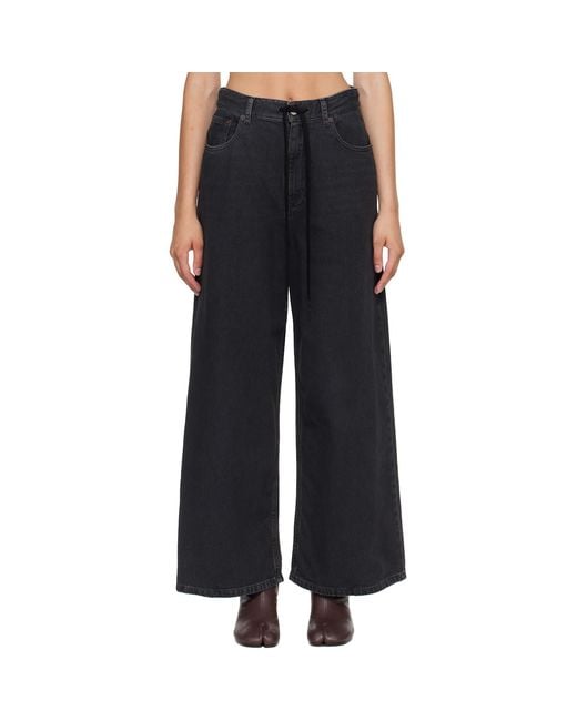 MM6 by Maison Margiela Black Drawstring Jeans