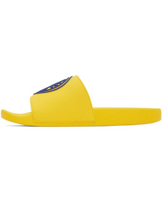 Versace Yellow Logo-print Flat Slides for men