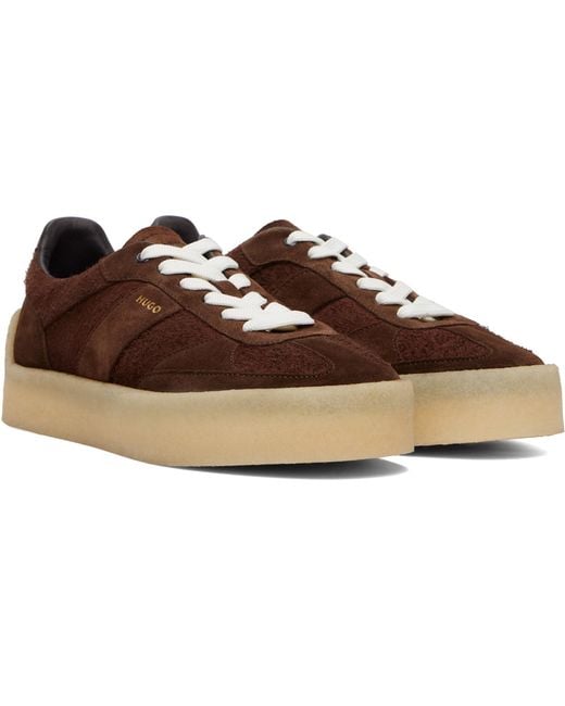 HUGO Brown Suede Sneakers for men