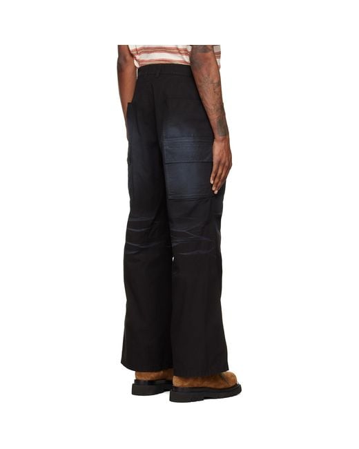 we11done Black Washed Multi Pocket Cargo Pants for men
