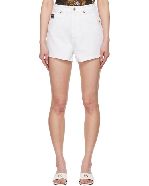 Versace Jeans Couture Women's White Logo Denim Shorts