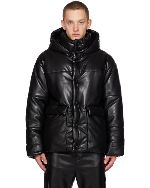 Nanushka Black Hide Faux-leather Puffer Jacket for men