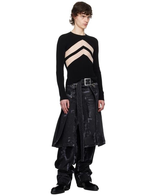 Jean Paul Gaultier Black 'The Chevrons' Sweater for men