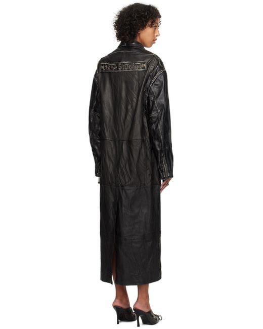 Acne Black Patchwork Leather Coat