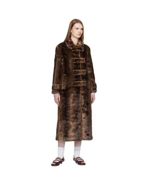 OPEN YY Black Tab Toggle Faux-Fur Coat