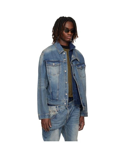 ANDERSSON BELL Blue Asymmetric Layered Denim Jacket for men