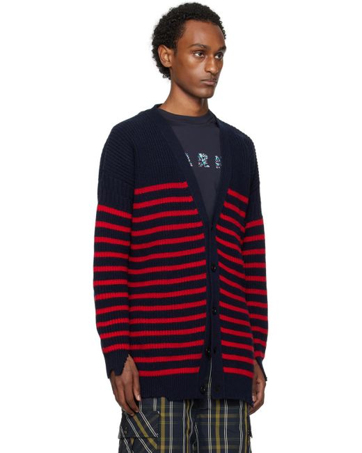 Cardigan bleu marine à rayures Marni pour homme en coloris Red
