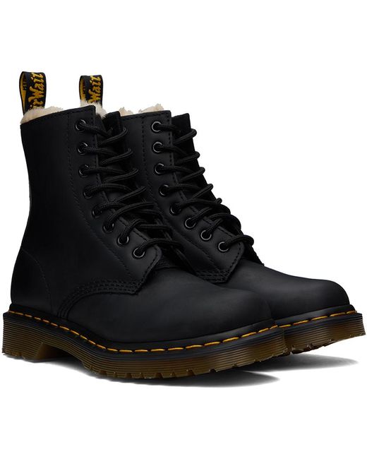 Bottes 1460 noires à doublure en fourrure synthétique Dr. Martens en coloris Black