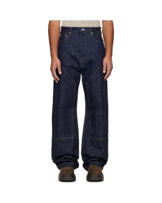 Rick Owens Blue Concordians Strobe Double Knee Jeans for men