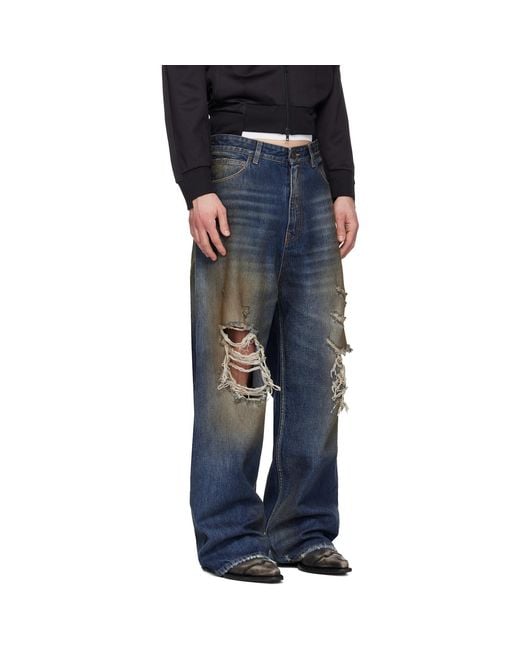 Vetements Blue Trashed Jeans for men