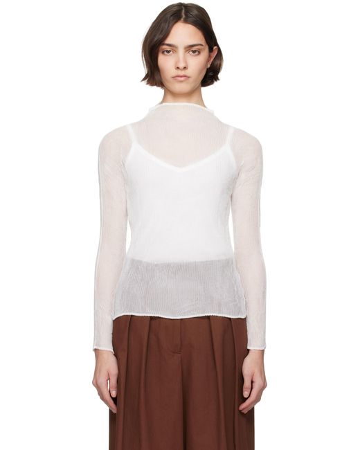 ISSEY MIYAKE CHIFFON TWIST イッセイミヤケ　ホワイト Issey Miyake Chiffon Twist Plissé Shirt | Saks Fifth Avenue