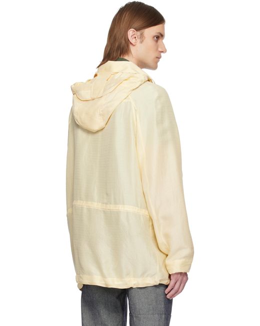 メンズ RANRA イエロー Explorer シルク リップストップ ロング フーディ ジャケット Natural