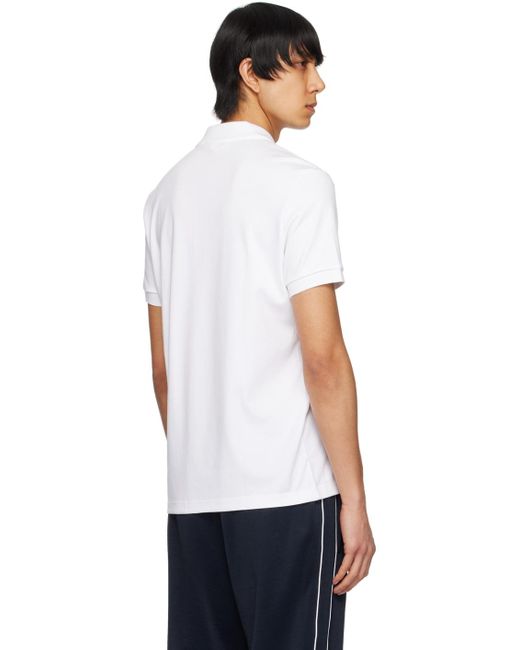 メンズ Lacoste ホワイト レギュラーフィット ポロシャツ White