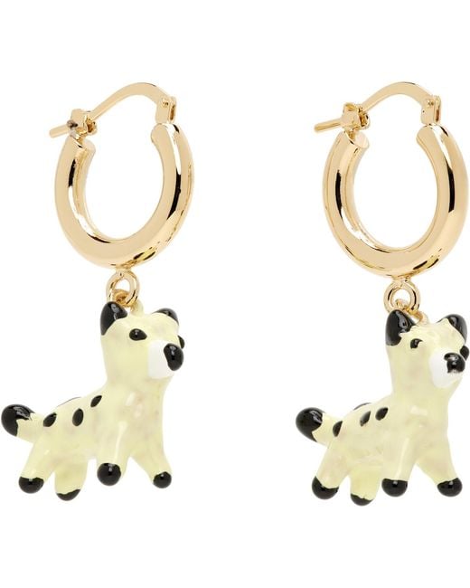 Marni Metallic Dog Charm Earrings