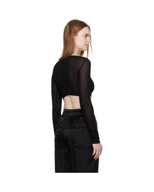 Rick Owens Black Temple Ls Crop T-shirt