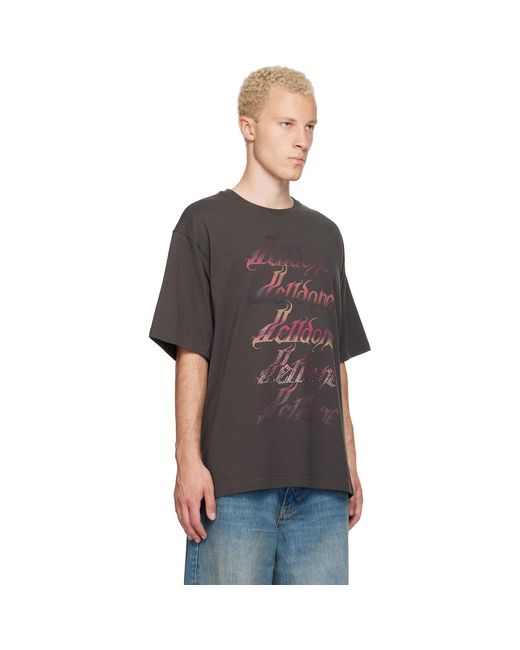we11done Black Gradient Logo T-Shirt for men
