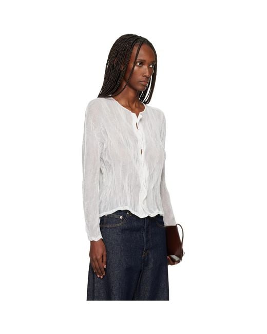 Issey Miyake White Chiffon Twist Cardigan