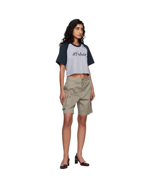Off-White c/o Virgil Abloh Blue 'Ow' Embroidered Script T-Shirt