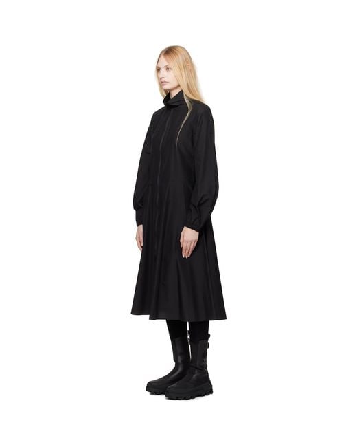 Moncler Black Front Zip Midi Dress