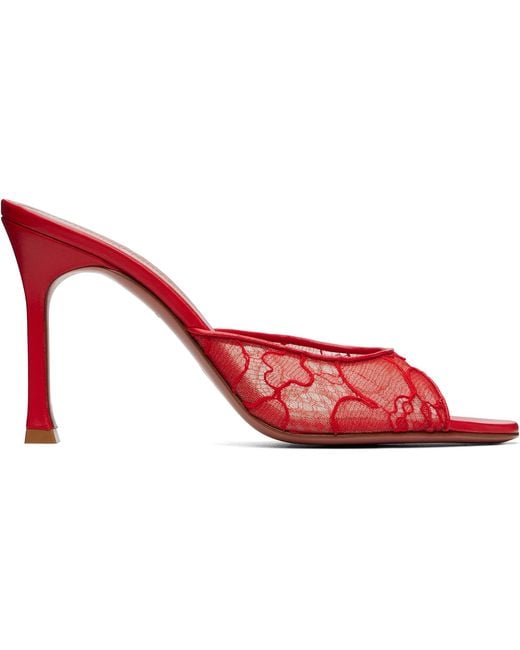 AMINA MUADDI Red Alexa Lace 95 Heeled Sandals