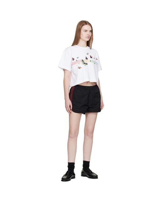Casablanca Black Butterfly Boxy Cropped T-Shirt